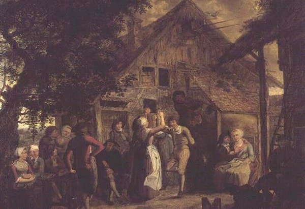 Villagers Merrymaking outside a Farmhouse by Flemish School