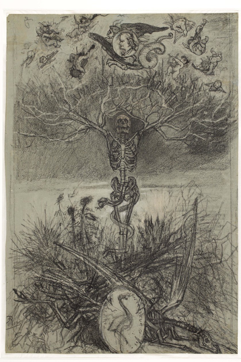 Definitive Drawing for the Frontispiece Les Epaves by Charles Baudelaire by Félicien Rops