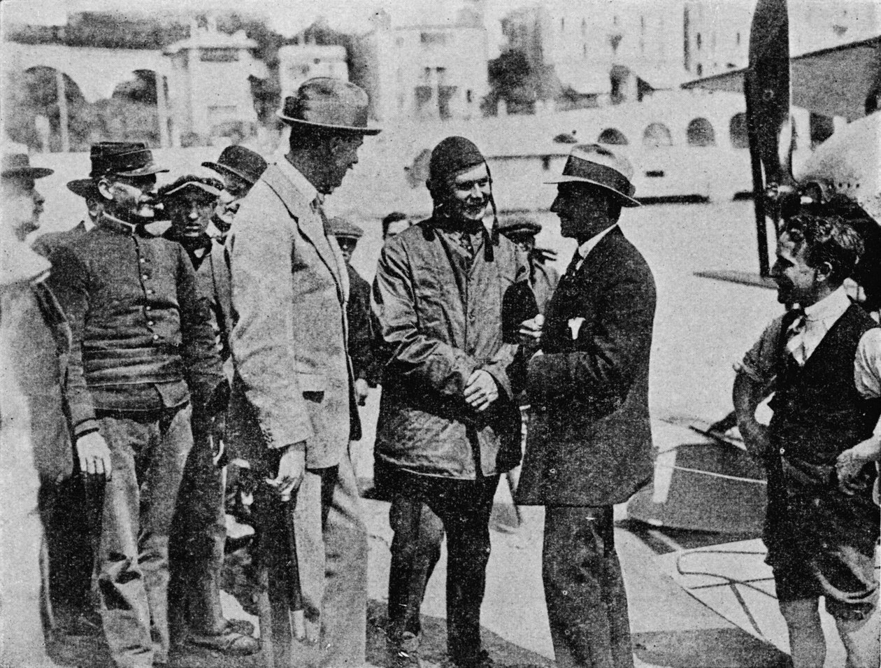 The Schneider Trophy: Howard Pixton Talking to Jacques Schneider After His Victory by Flight Photo