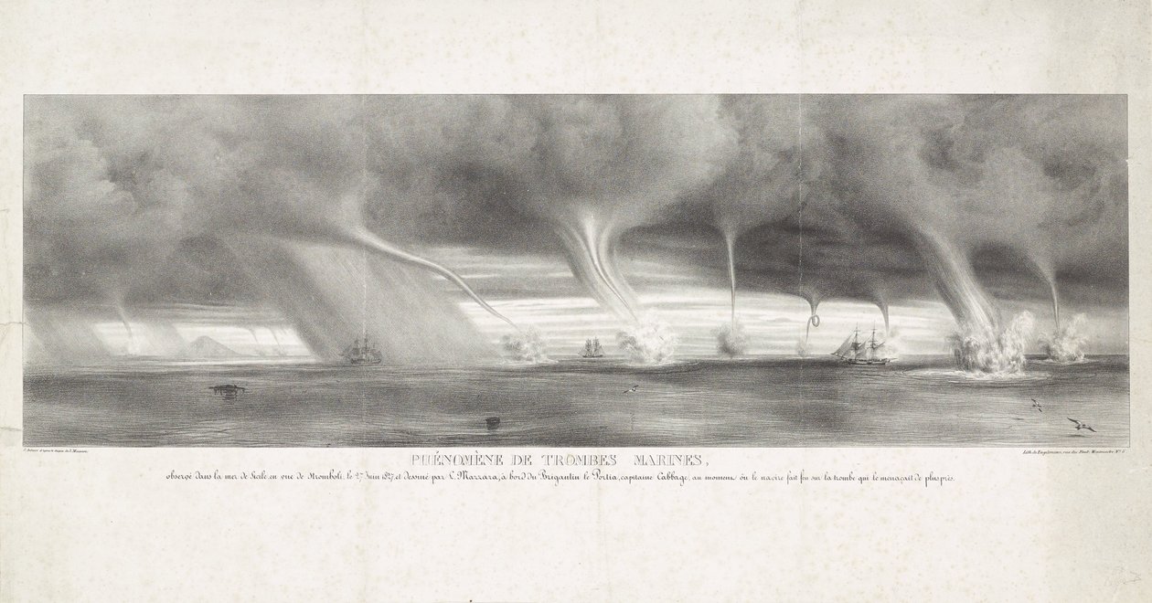 Waterspouts at Sea Near Sicily, 1827 by Félix Achille Beaupoil Saint Aulaire