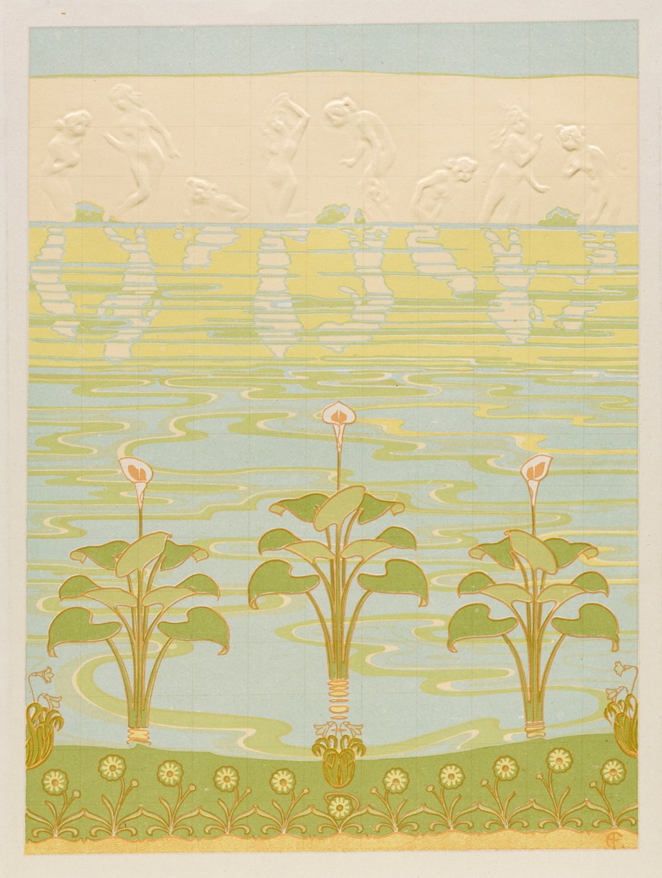 Decoration in Enameled Tiles for Bathroom by Félix Albert Anthyme Aubert