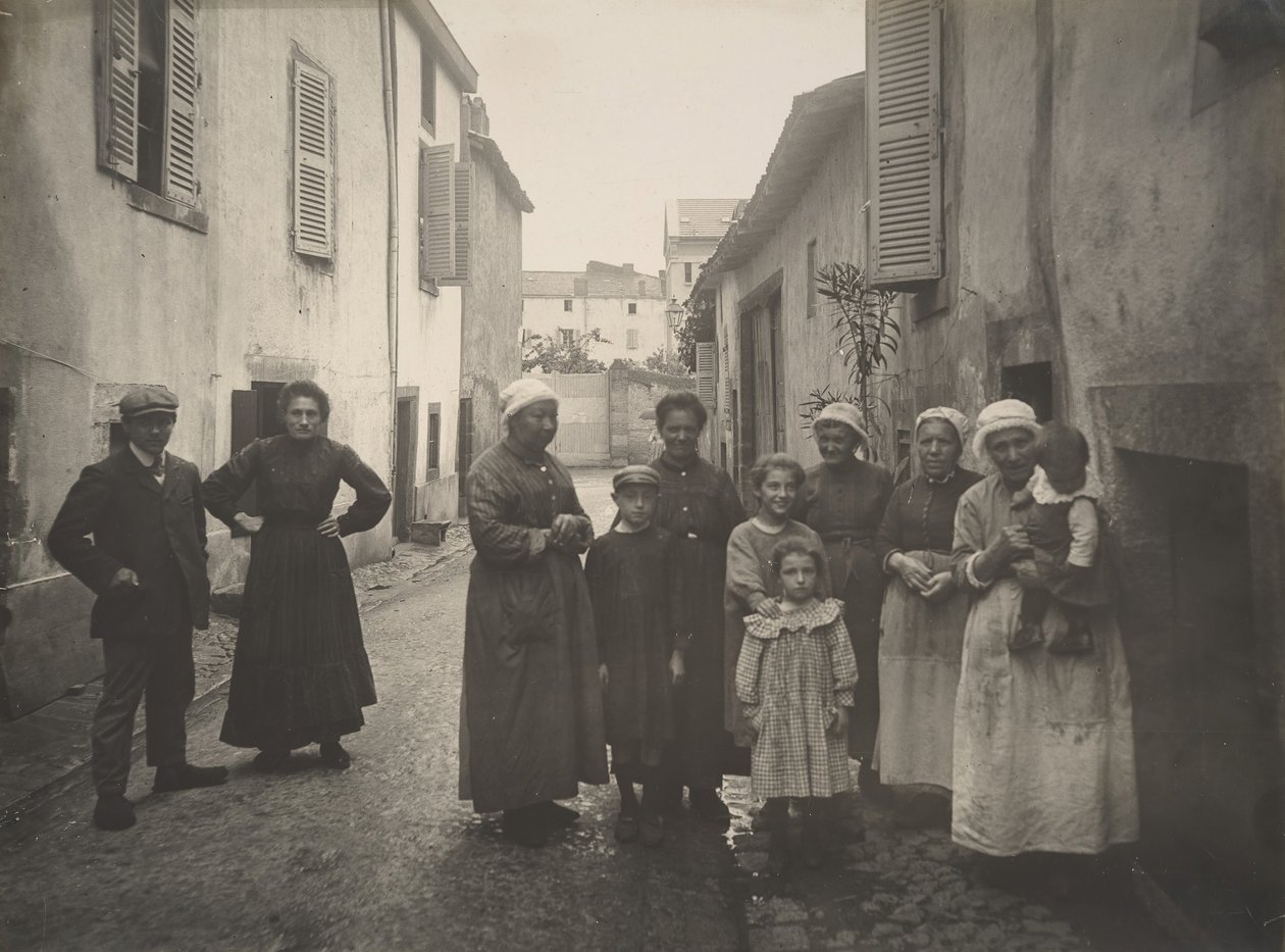 Group of Adults and Children on a Village Street in the Auvergne, ca. 1910 by Félix Thiollier