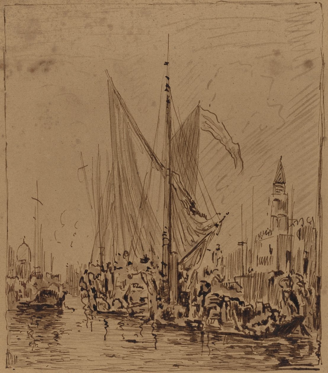 Boats and Gondolas before the Piazza San Marco by Félix Ziem