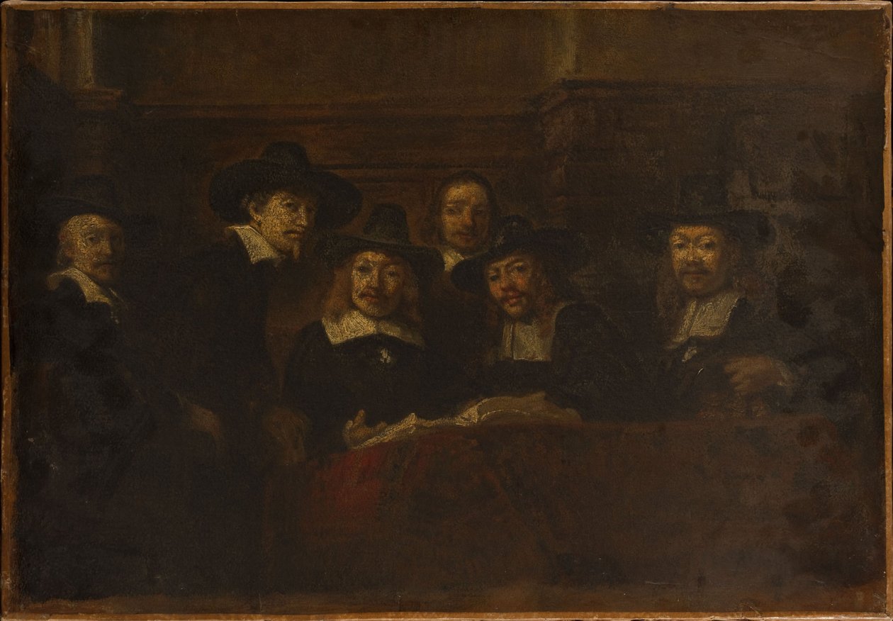 The Syndics of the Drapers, Copy after Rembrandt, circa 1853 by Félix Ziem