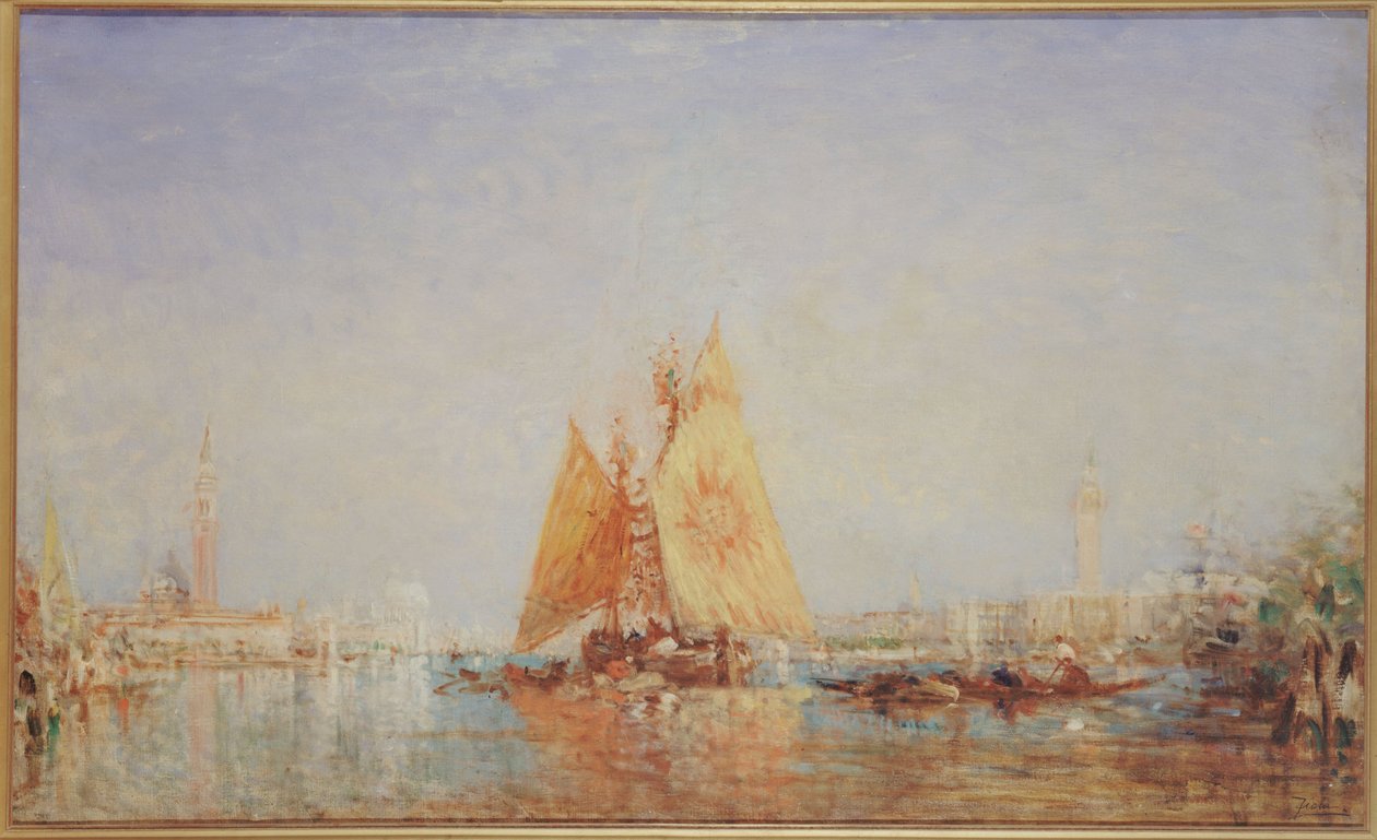 Venice, Trabaccolo with yellow sail, between 1870 and 1890 by Félix Ziem