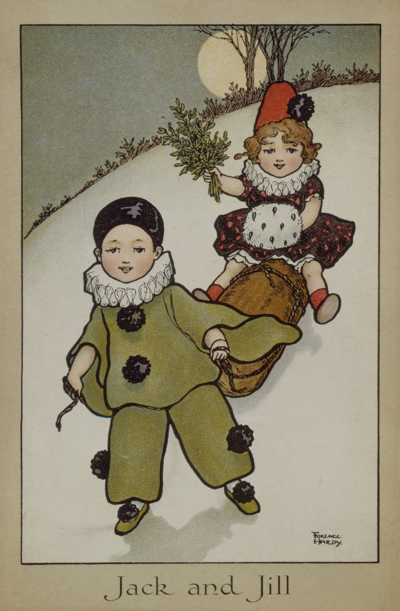 Jack and Jill, Victorian card by Florence Hardy