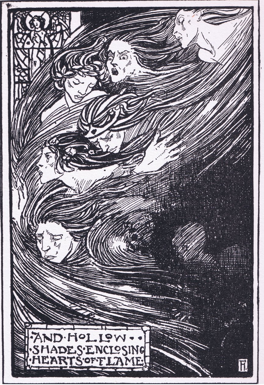 And hollow shades enclosing hearts of flame (The Palace of Art) by Florence Harrison