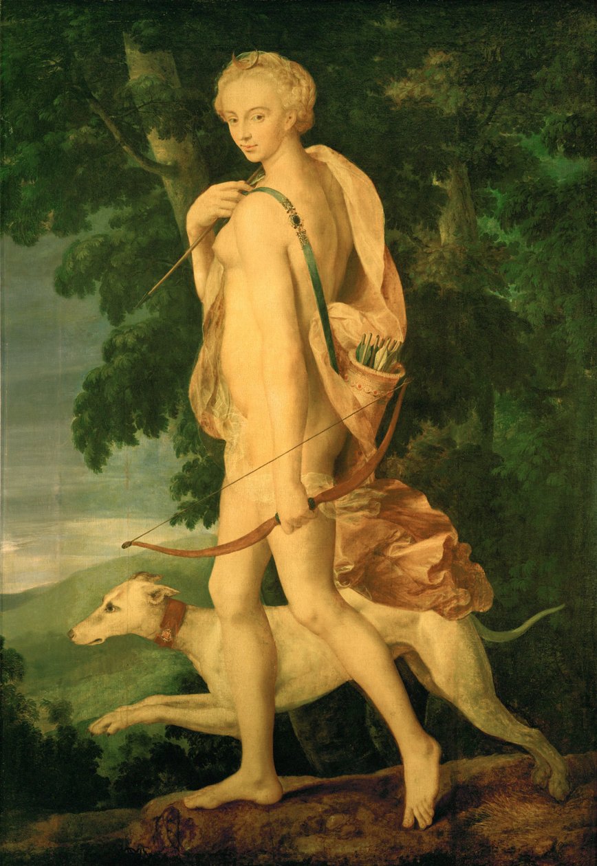 Diana hunting (Diana is Diane de Poitiers, inspired by a bronze by Primaticcio) by Fontainebleau School
