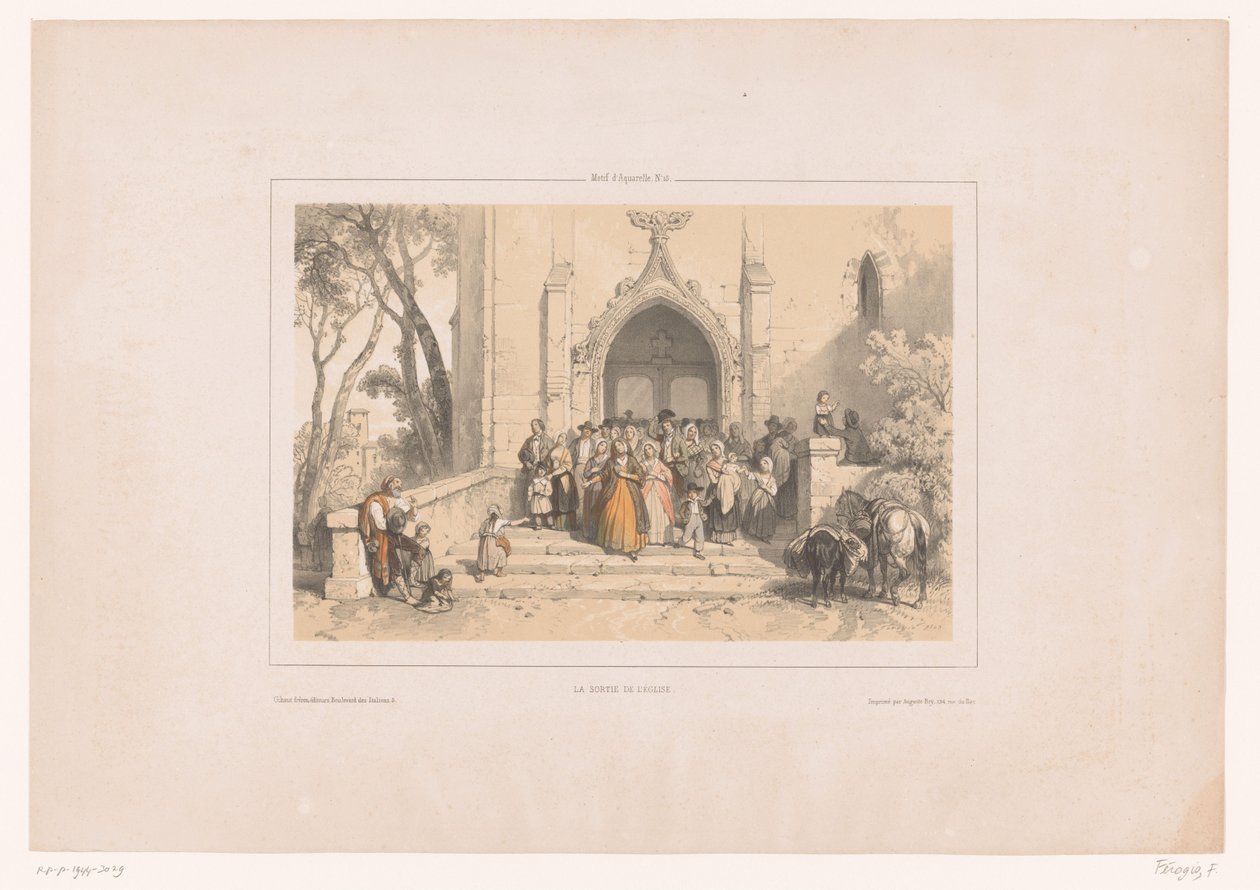 Churchgoers Leaving the Church After the Service by Fortuné Ferogio