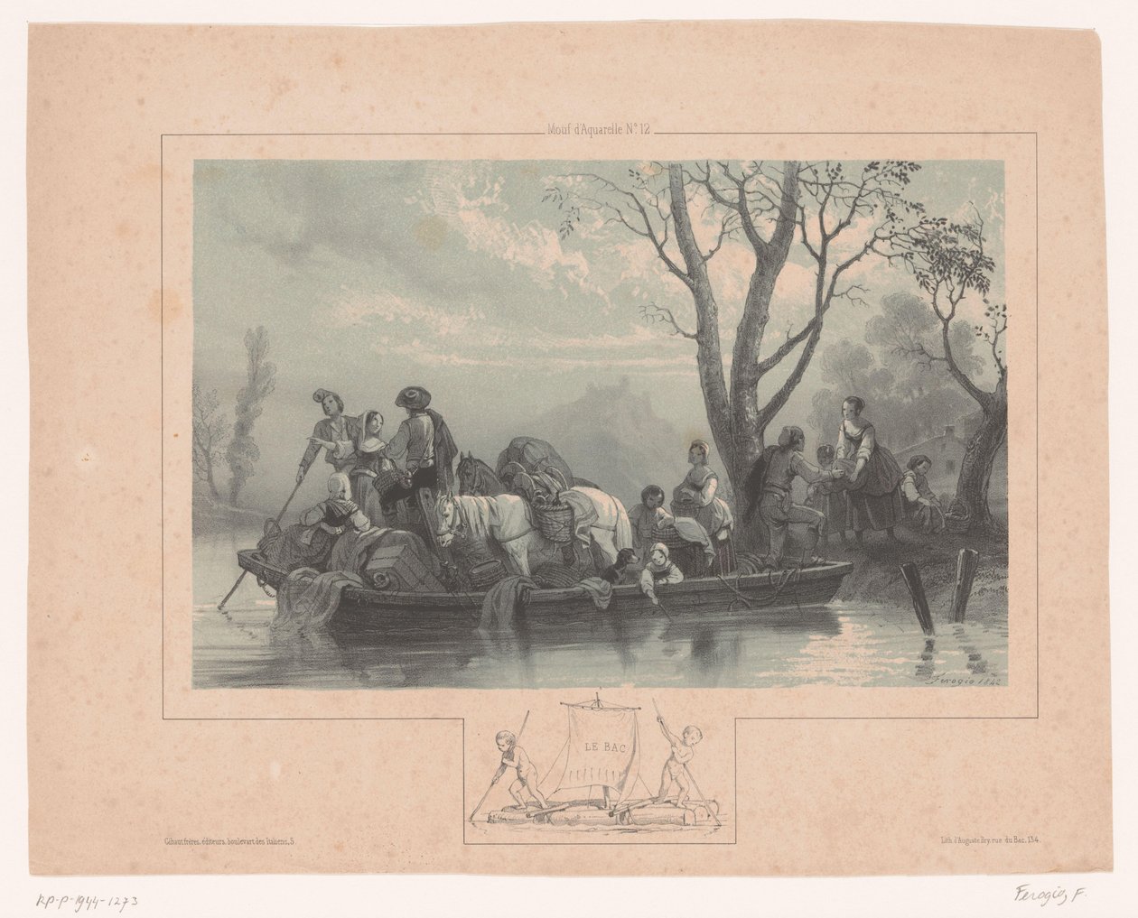 Ferry with Horses and Passengers by Fortuné Ferogio