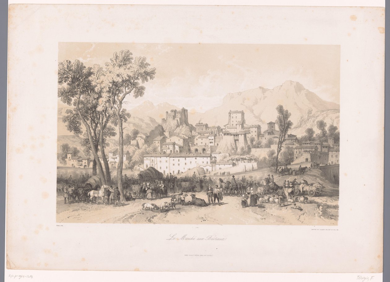 View of a Village with Cattle Market in a Valley by Fortuné Ferogio