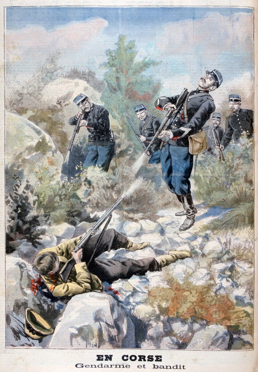 A Gun Battle Between a Bandit and the Gendarmerie, Corsica by Fortuné Méaulle