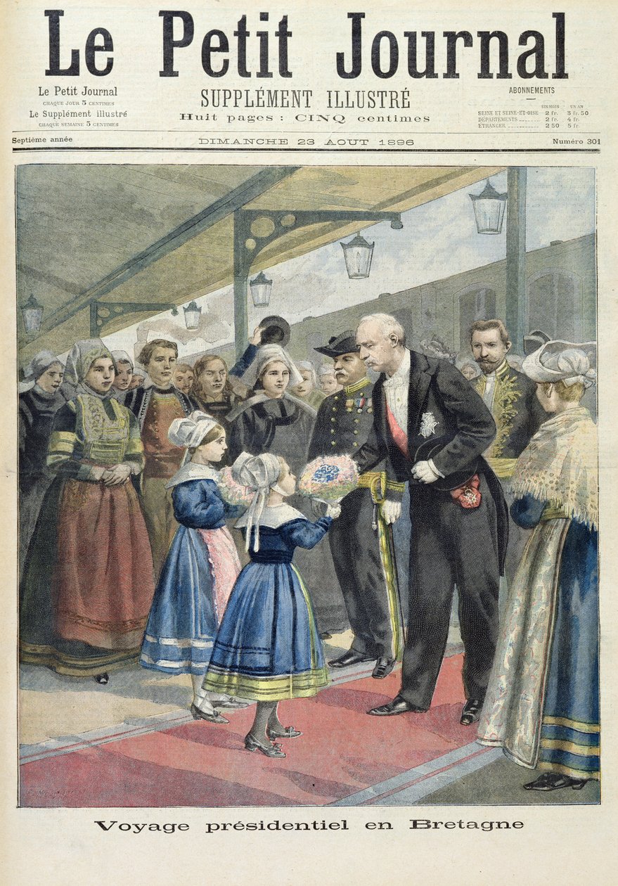 Title page depicting the presidential trip of Felix Faure to Britain, illustration from the illustrated supplement of Le Petit Journal, 23rd August, 1896 by Fortune Louis Meaulle