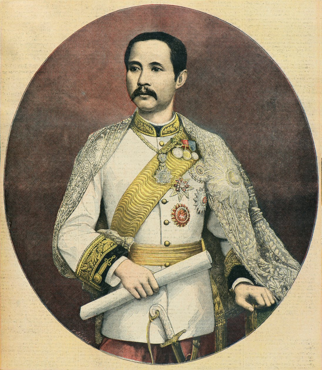 Portrait of King Rama V of Siam by Fortune Louis Meaulle