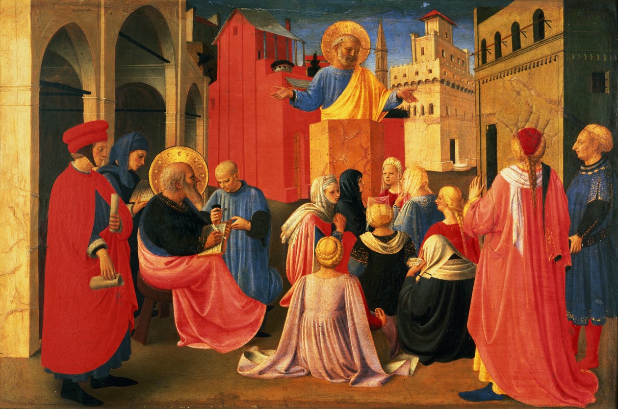 (detail) from the Linaiuoli Triptych, predella showing St. Peter Preaching, 1433 by Fra Angelico