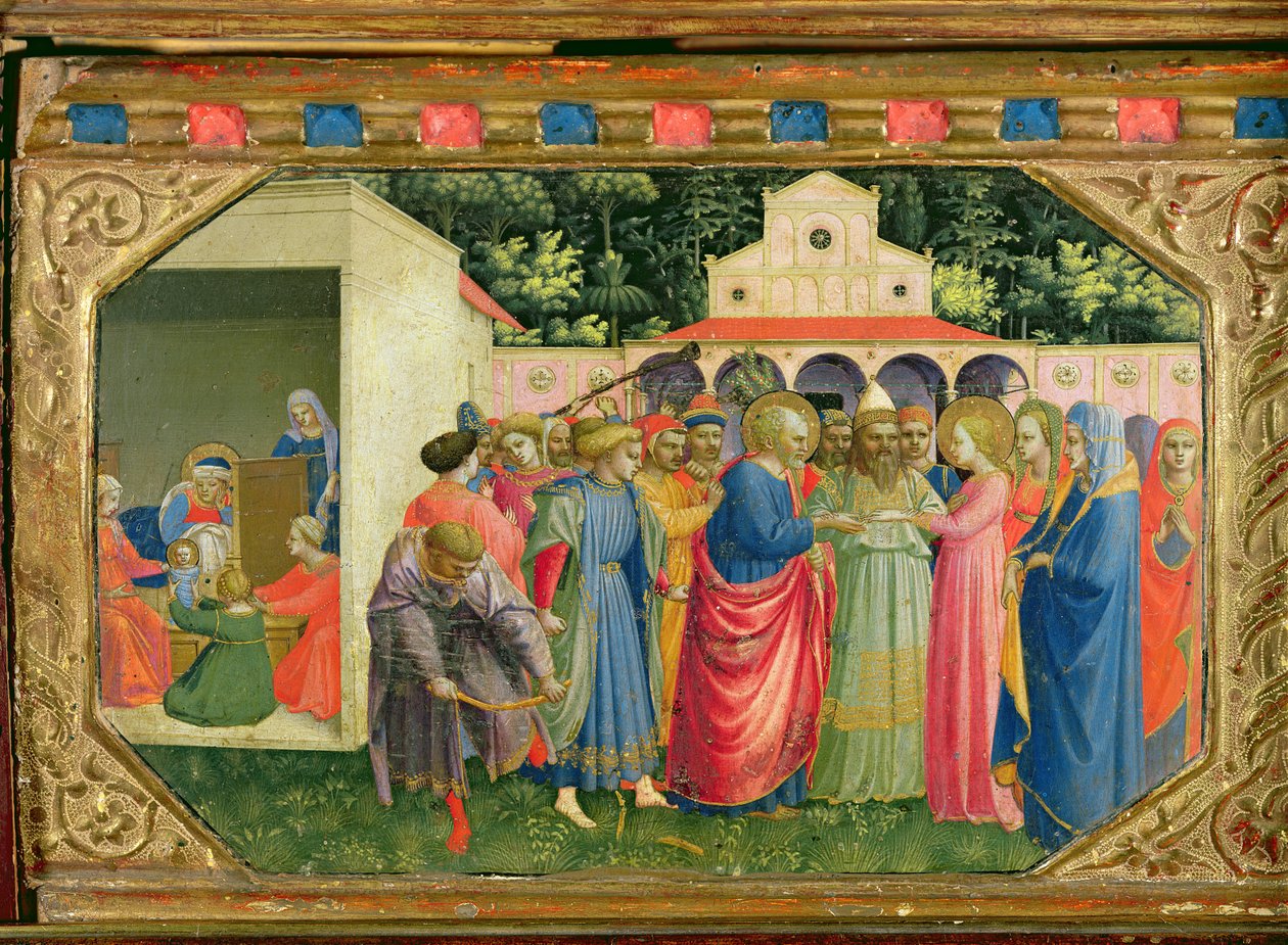 The Birth and Marriage of the Virgin, from the Predella of the Annunciation Altarpiece, c.1430-32 by Fra Angelico