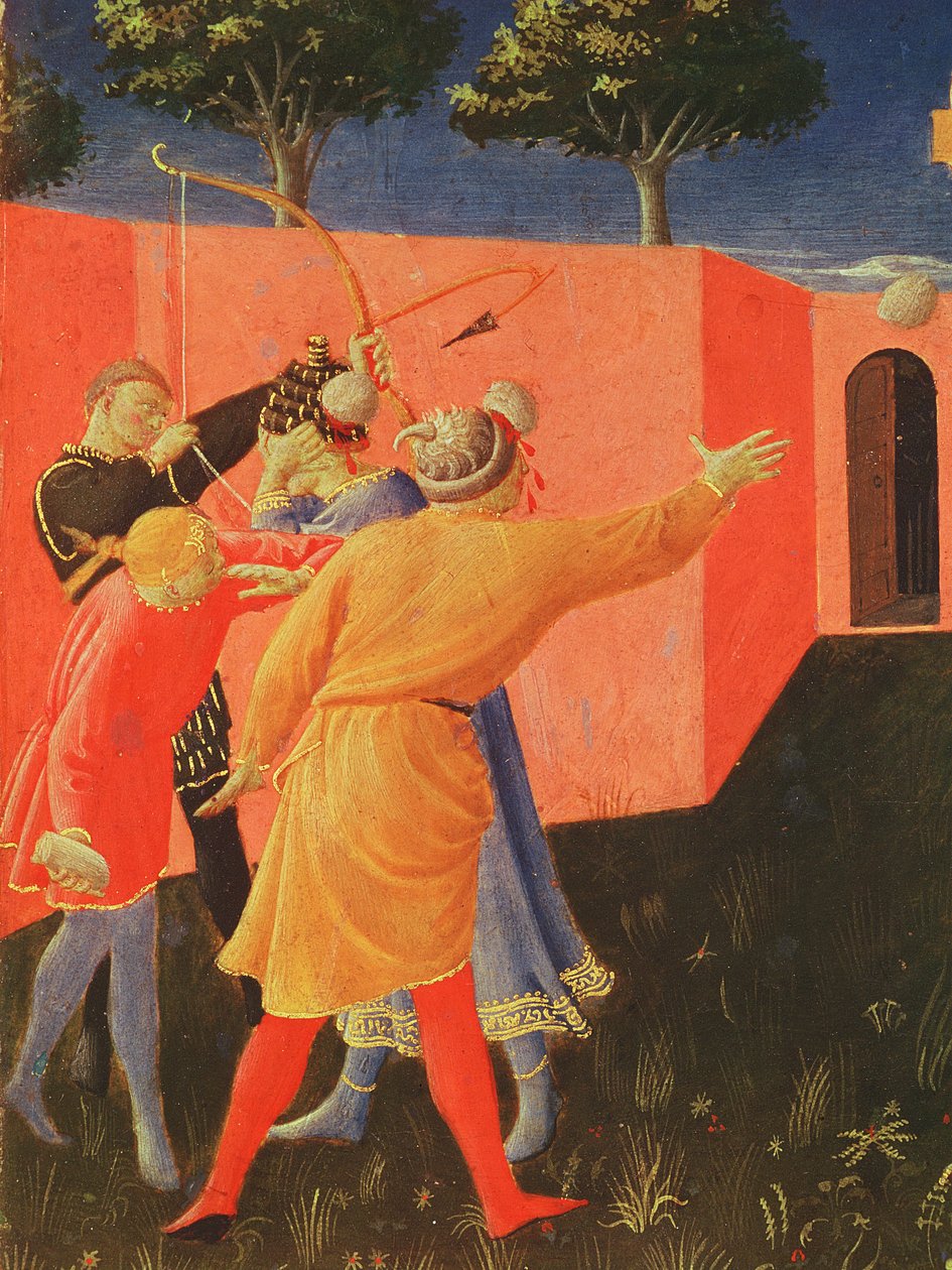 The Crucifixion and Stoning of SS. Cosmas and Damian, (detail) by Fra Angelico