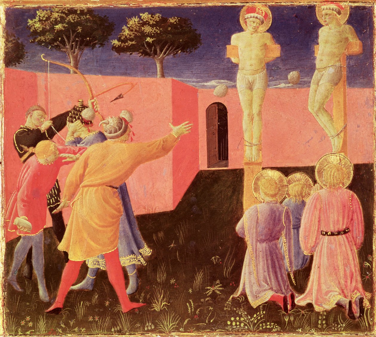 The Crucifixion and Stoning of SS. Cosmas and Damian, Predella from the Annalena Altarpiece by Fra Angelico