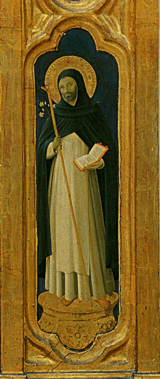 (detail) Santa Trinita Altarpiece, frame and pinnacles by Lorenzo Monaco (Piero di Giovanni) by Fra  Angelico
