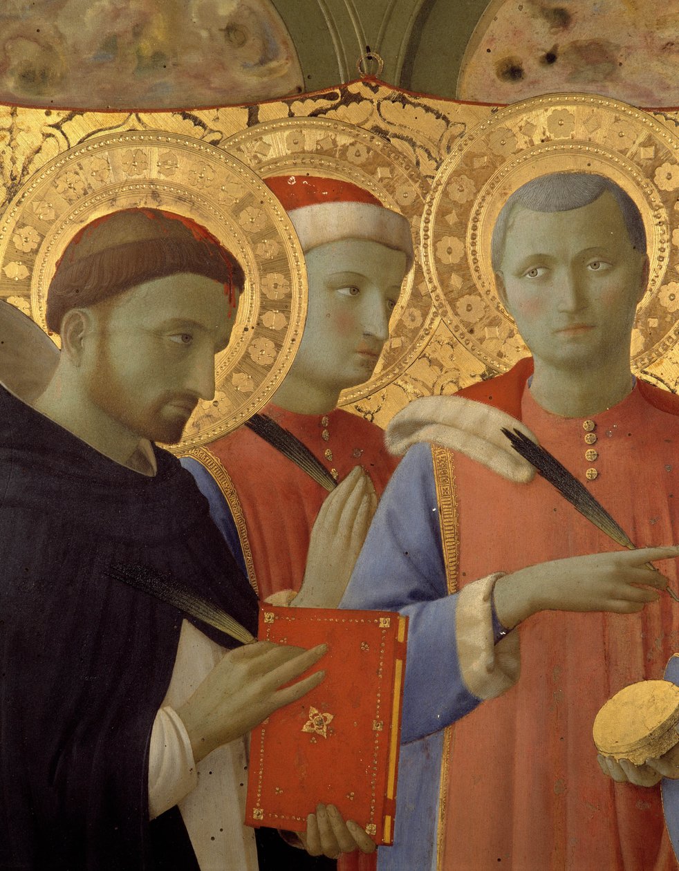 Detail of the Altarpiece of Annalena: Portraits of Saint Peter the Martyr, Saint Cosimo and Saint Damien by Fra  Angelico