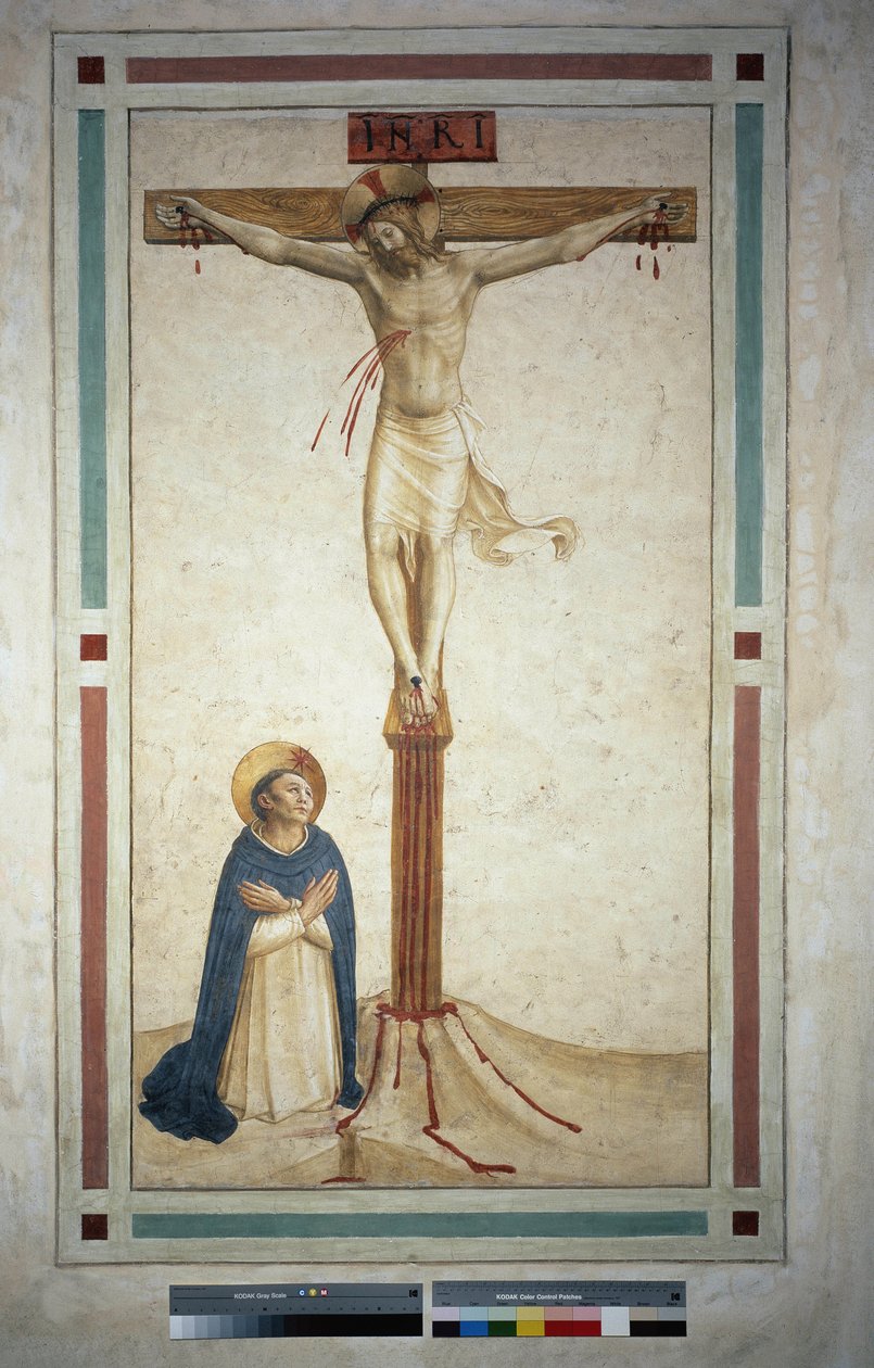 The Crucifixion with Saint Dominic. Inscription 'INRI' on the Cross ...