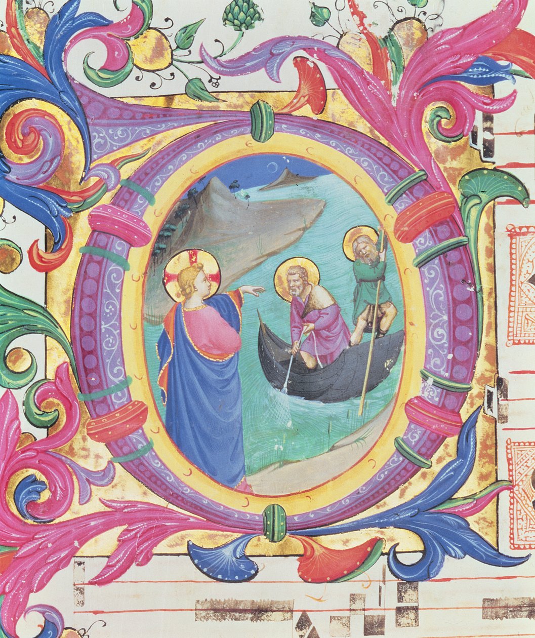 Historiated Initial O Depicting the Miraculous Draught of Fishes (detail) by Fra Angelico