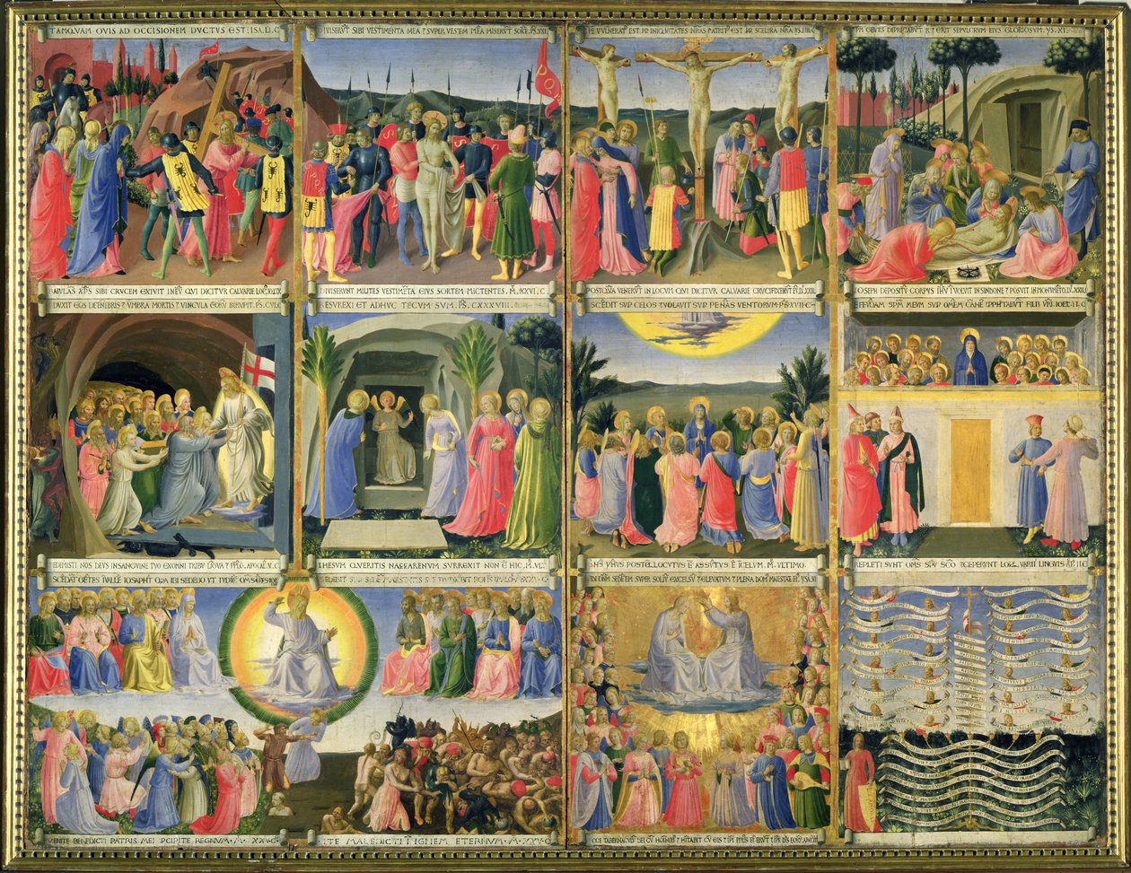 Scenes from the Passion of Christ and the Last Judgement, originally drawers from a cabinet storing silver, c.1450-53 by Fra Angelico
