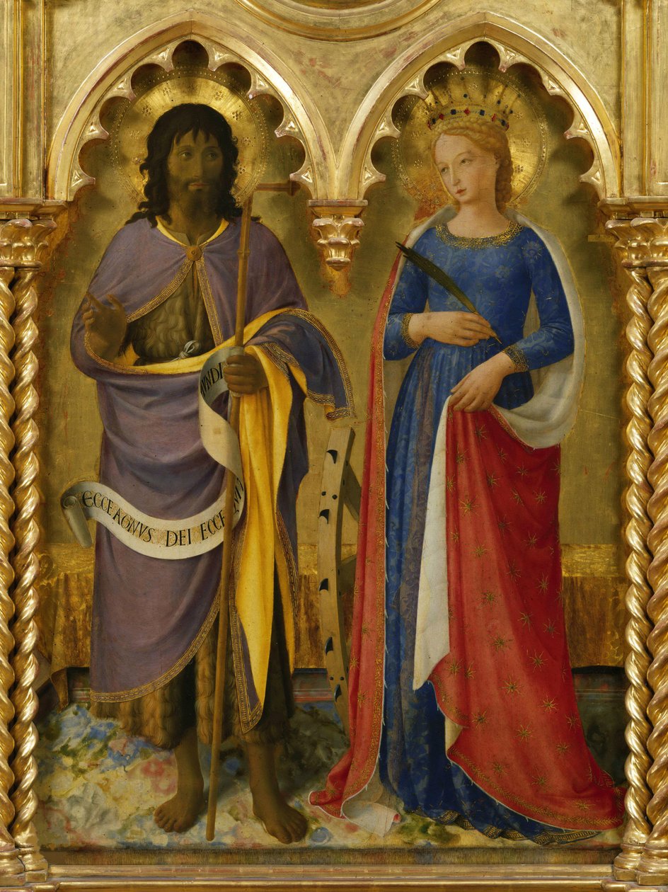 Saint John the Baptist and Saint Catherine of Alexandria (from the Perugia Altarpiece) by Fra Giovanni Angelico da Fiesole