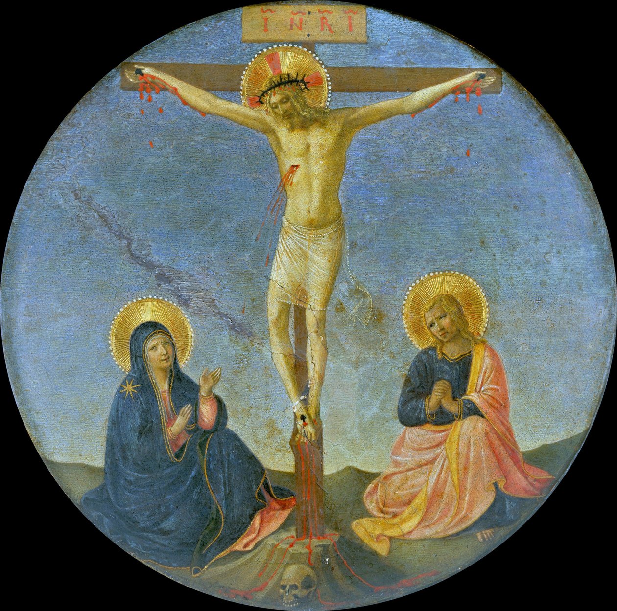 The Crucifixion with Mary and Saint John the Evangelist Tondo, c. 1440 by Fra Giovanni Angelico da Fiesole
