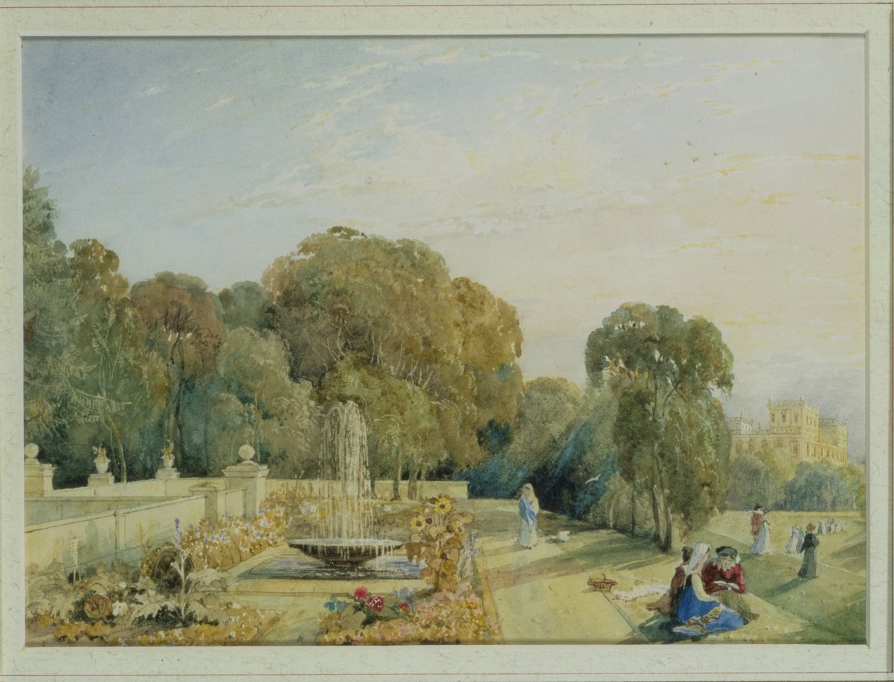 View of the Gardens at Chatsworth, Derbyshire by Frances Elizabeth Swinburne