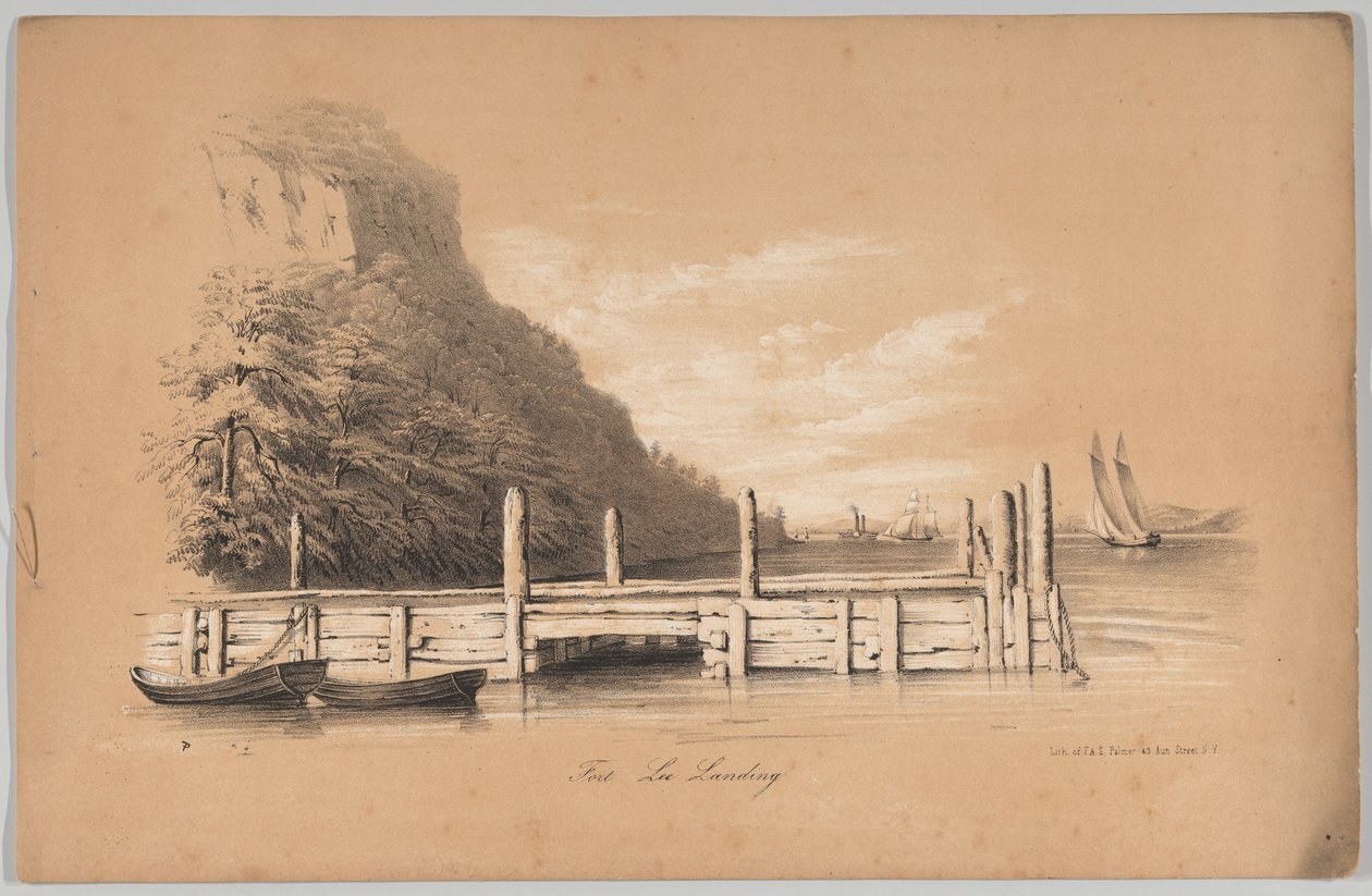 Fort Lee Landing, in: The New York Drawing Book, 1847 by Frances Flora Bond Palmer