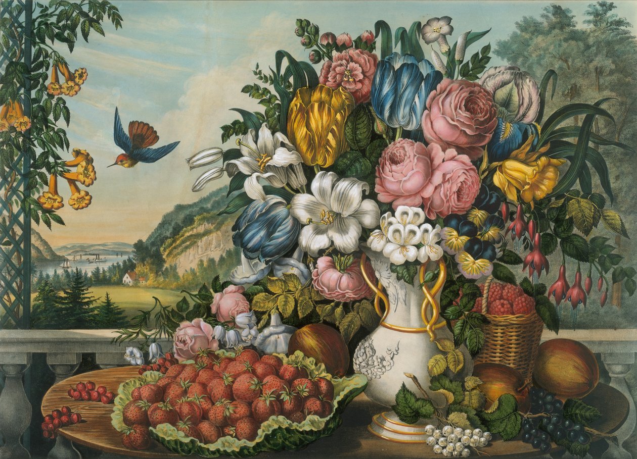 Landscape - Fruit and Flowers, 1862 by Frances Flora Bond Palmer