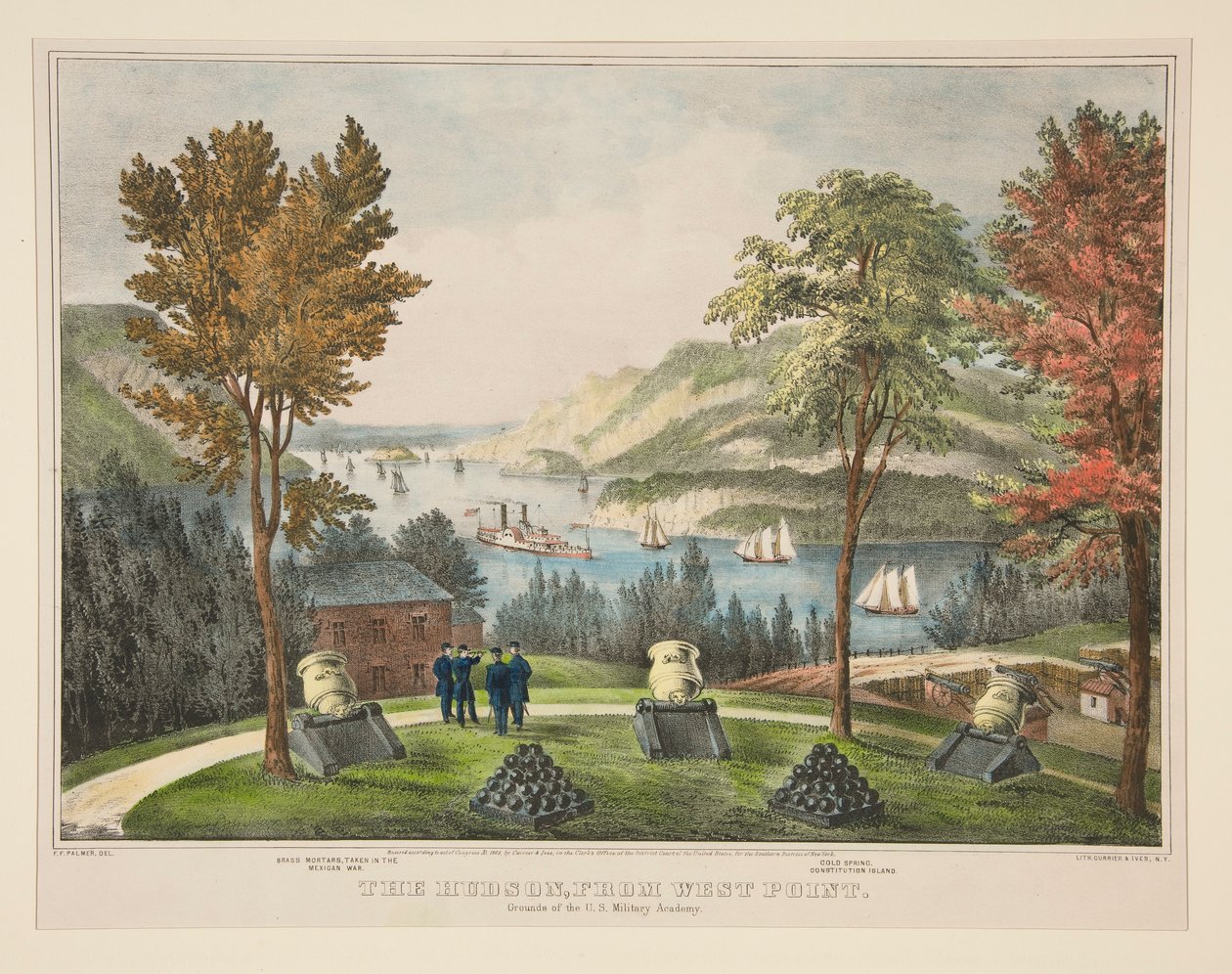 The Hudson, from West Point. Grounds of the U.S. Military Academy by Frances Flora Bond Palmer
