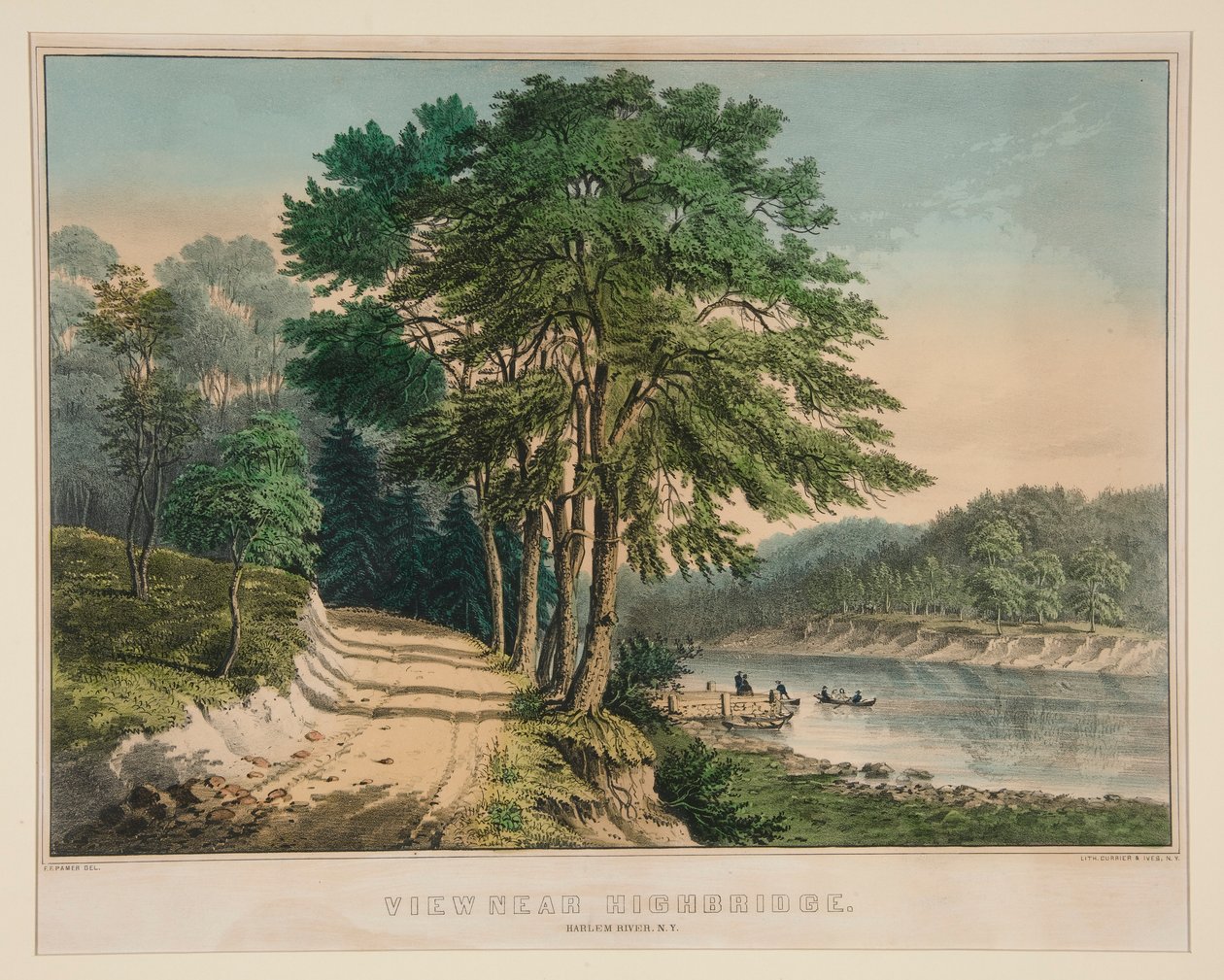 View Near Highbridge, Harlem River, N.Y. by Frances Flora Bond Palmer