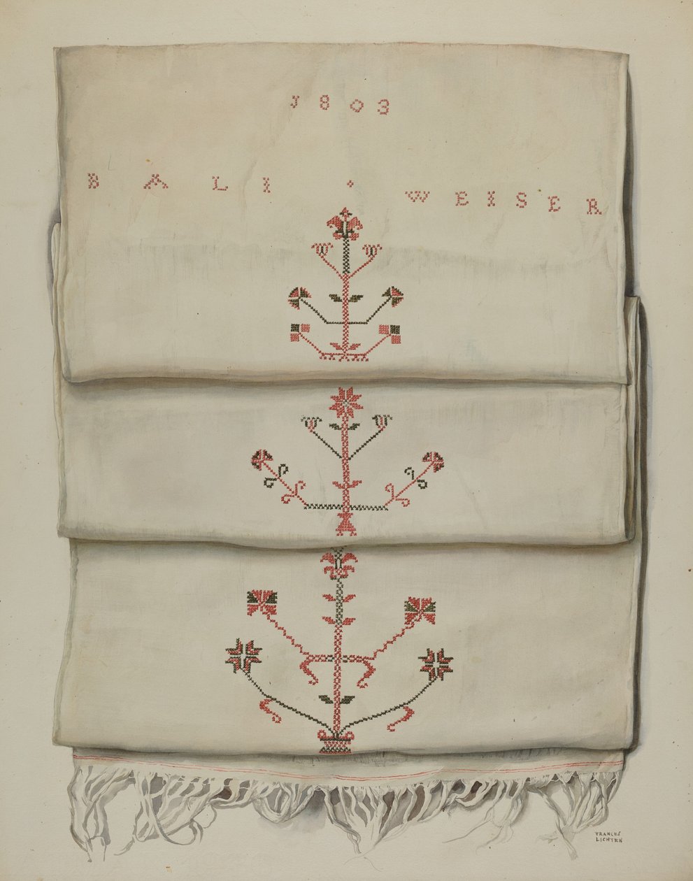 Pa. German Embroidered Towel by Frances Lichten