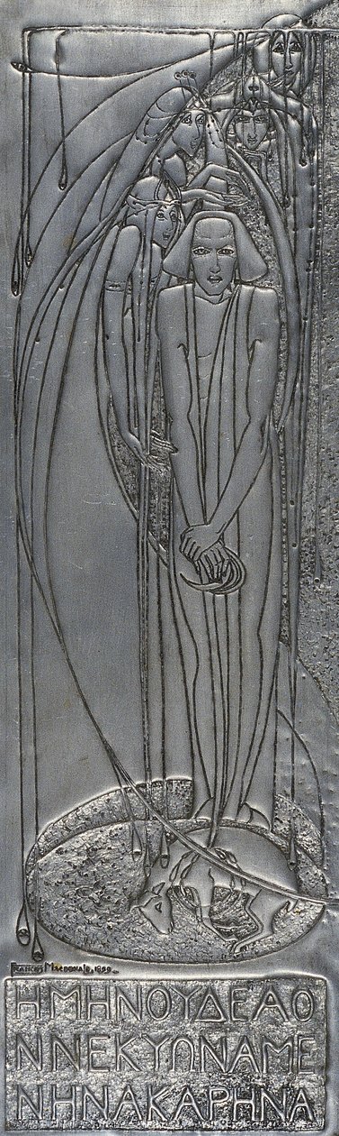Repousse White Metal Plaque, 1893 by Frances Macdonald