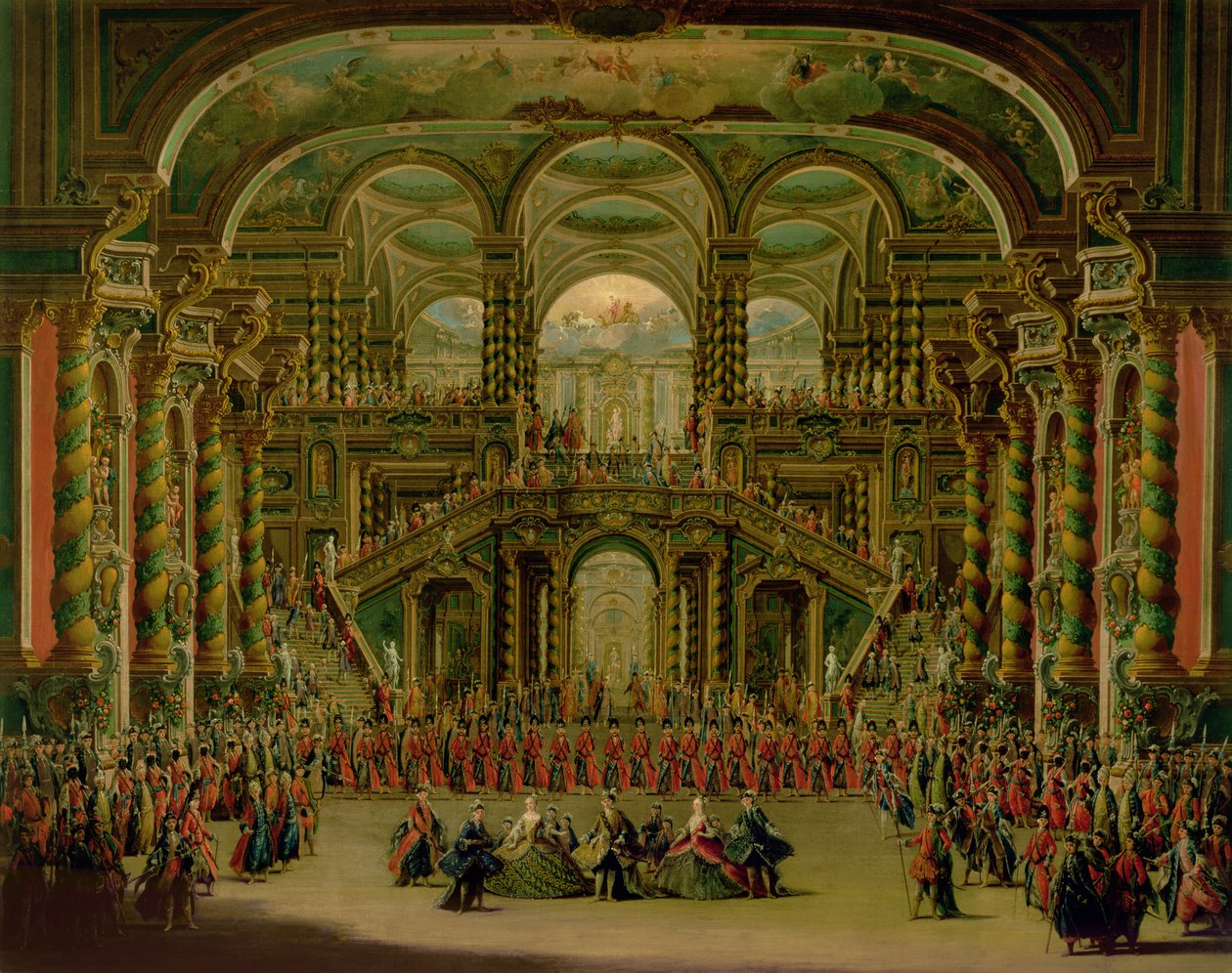 A Dance in a Baroque Rococo Palace by Francesco Battaglioli