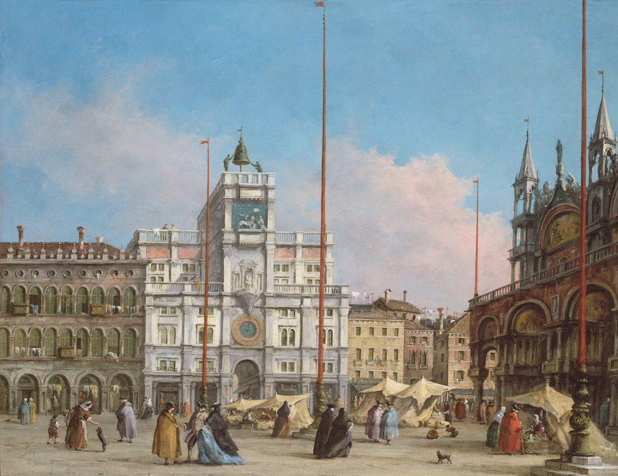 Piazza di San Marco looking towards the clock tower by Francesco Guardi