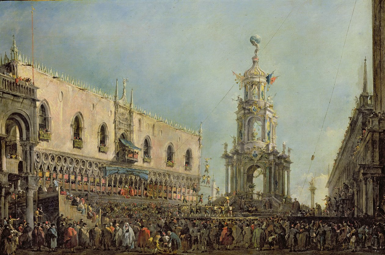 The Doge Watching the Festival of Giovedi Grasso in the Piazzetta di San Marco, 1766-70 by Francesco Guardi