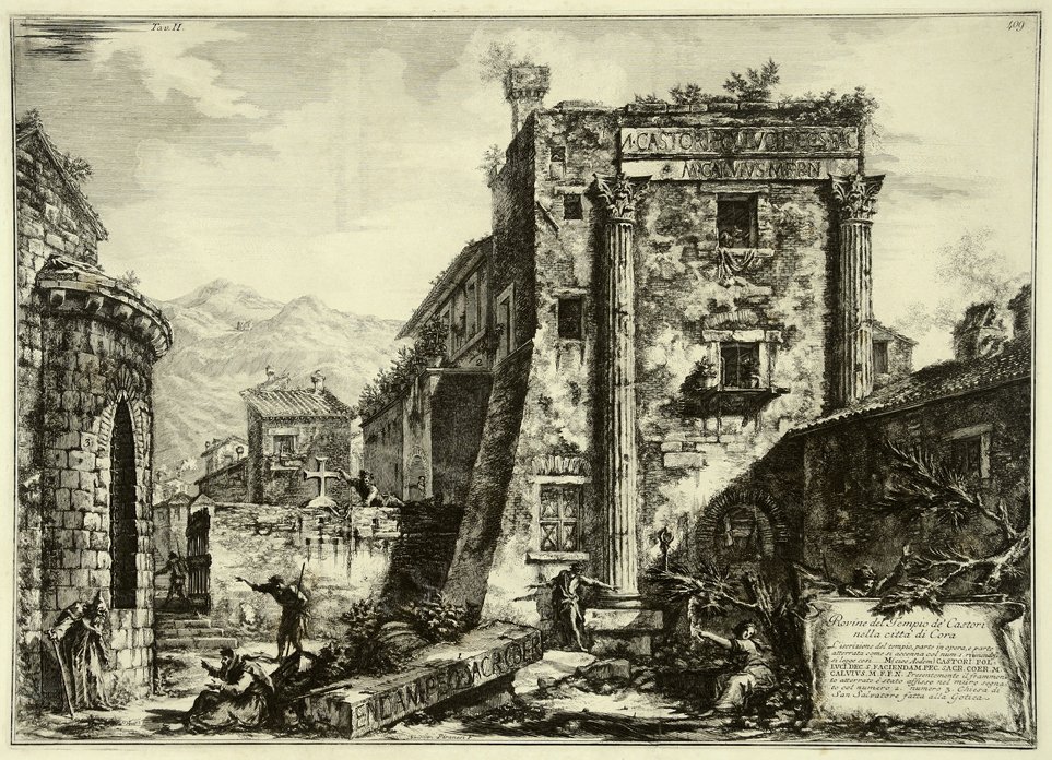 Ruins of the Temple of Castor, from the Album Antiquities of Cora by Francesco Piranesi