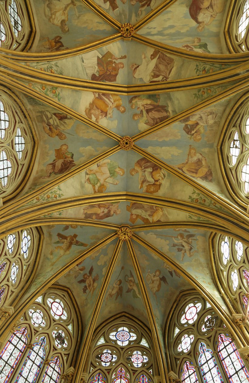 The Vaults of the Rayonnant Chapel of the Abbey with Renaissance Paintings by Francesco Primaticcio
