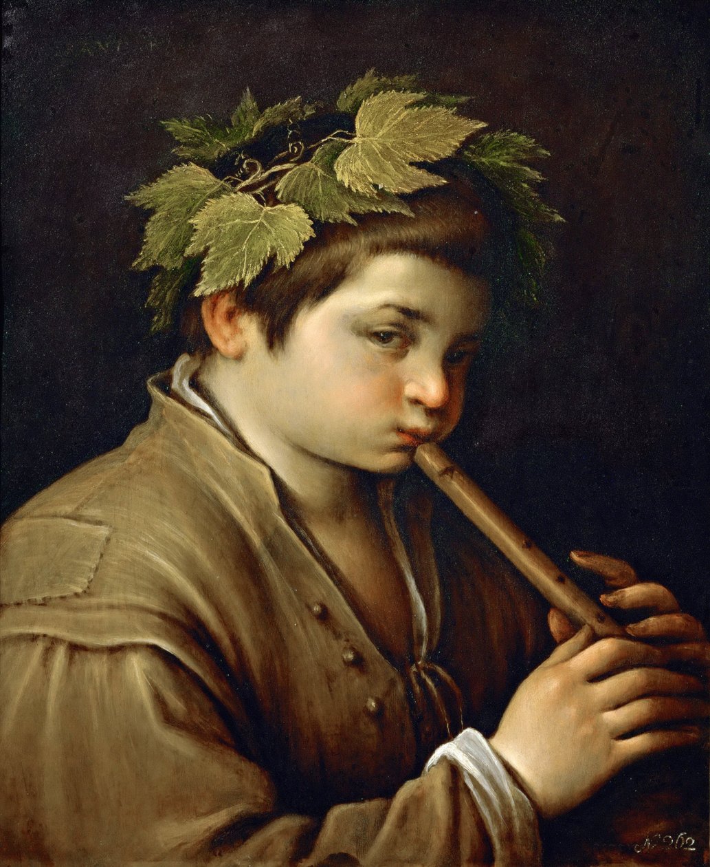 Boy playing the Flute by Francesco Bassano
