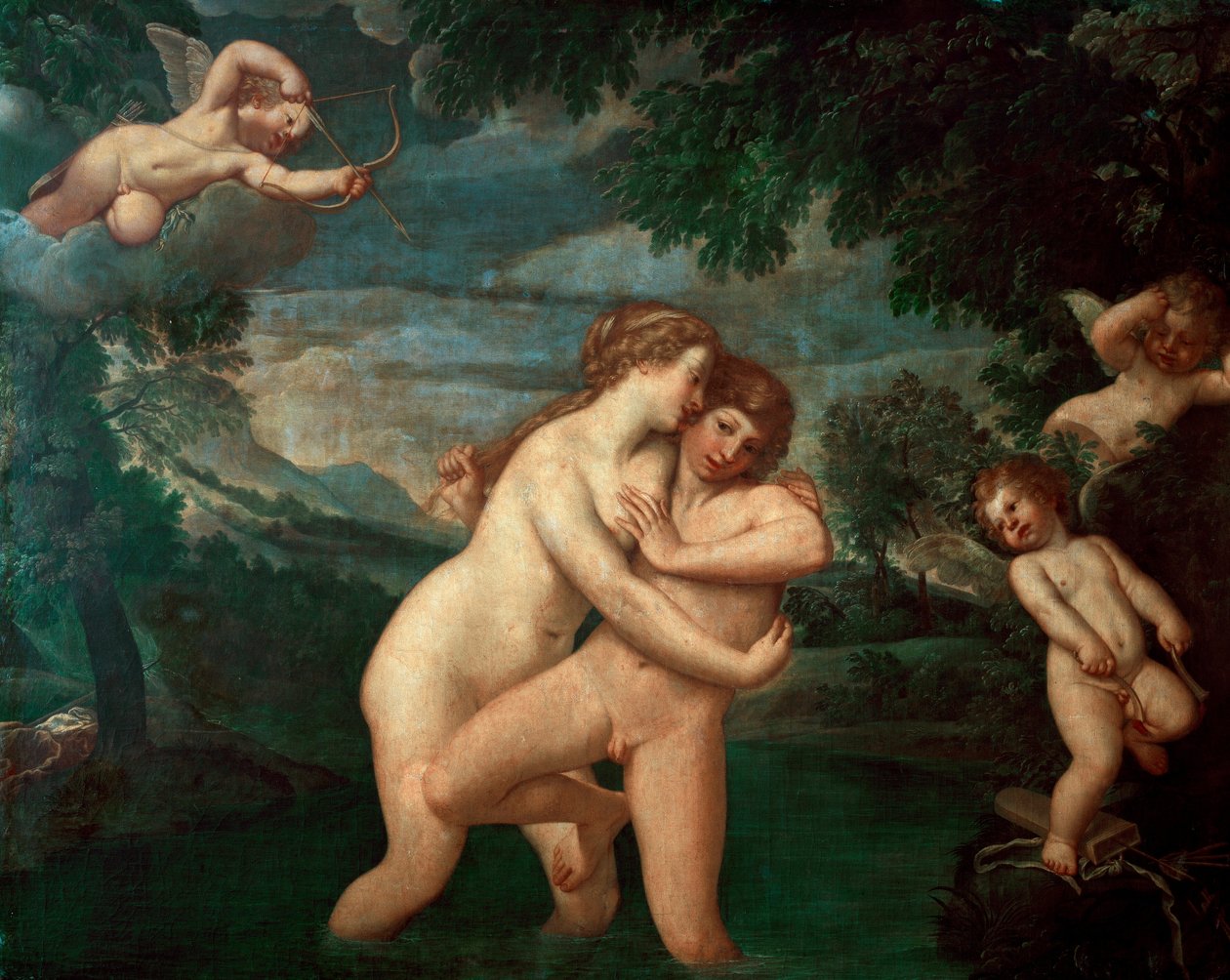 Salmacis in the Bath Repelled by Hermaphrodite by Francesco Albani