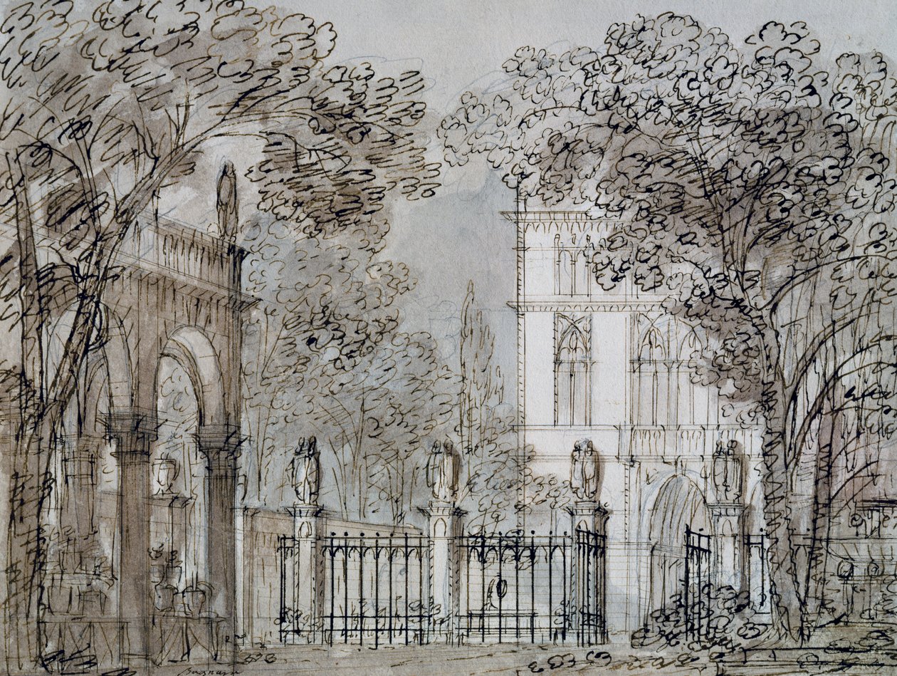 Set design for Otello, opera by Rossini, for performance at La Fenice Theatre in Venice by Francesco Bagnara