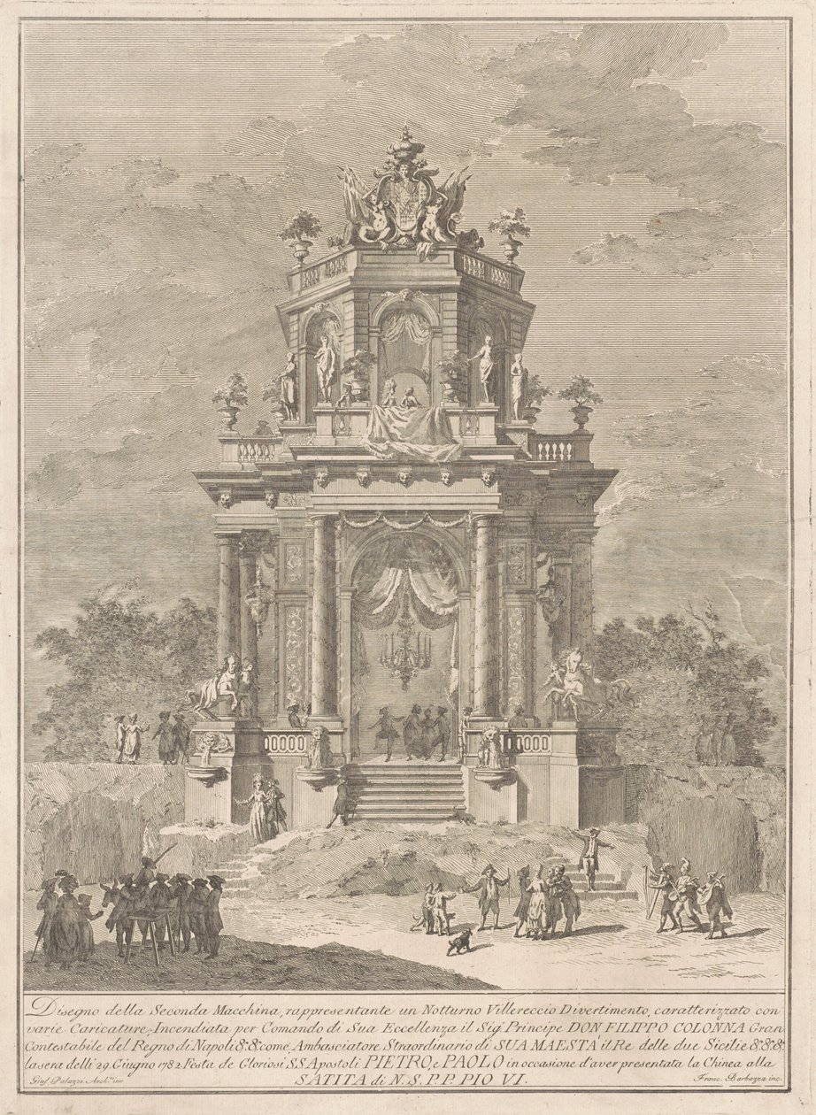 The Seconda Macchina for the Chinea of 1782: A Countryside Festival at Night by Francesco Barbazza, after Giuseppe Palazzi