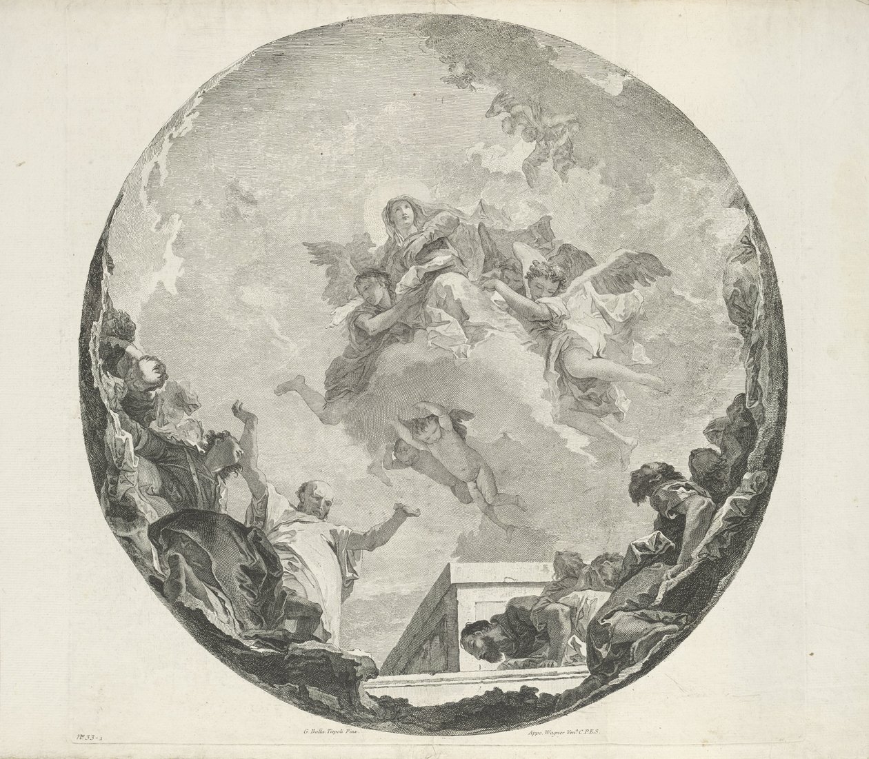 Ascension of Mary by Francesco Bartolozzi (attributed to)