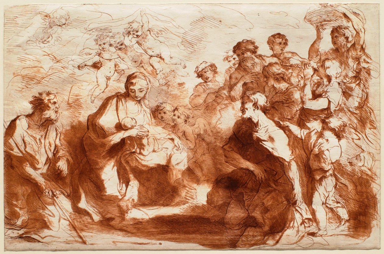 Adoration of the Shepherds with Joseph Kneeling Left by Francesco Bartolozzi