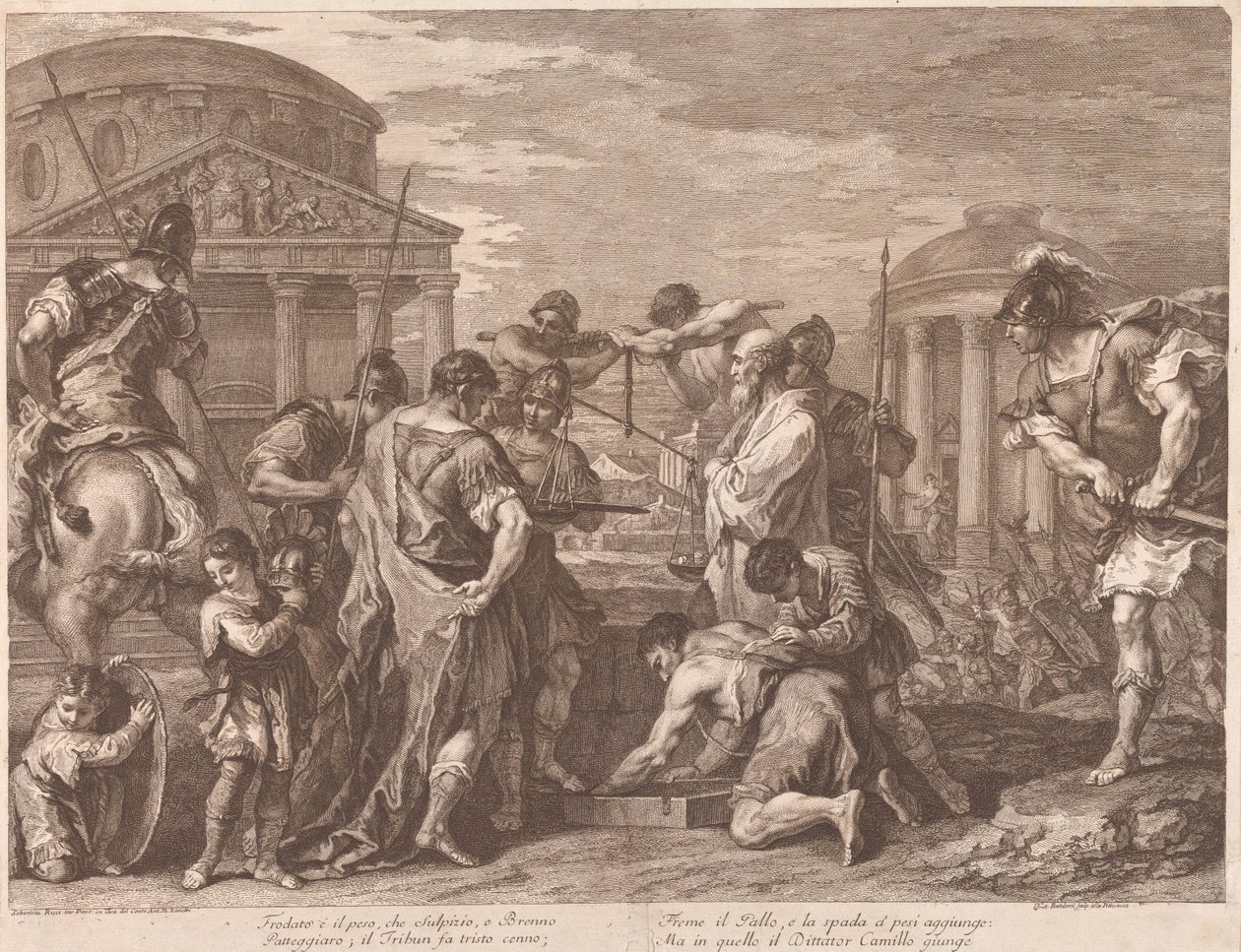 Camillus Rescuing Rome From Brennus by Francesco Bartolozzi