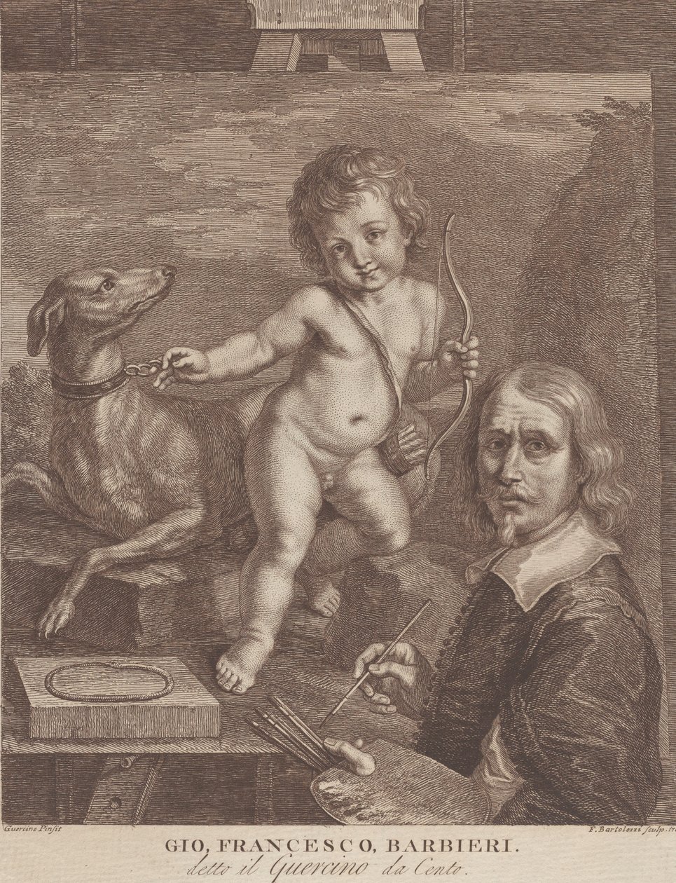 Guercino Self-Portrait by Francesco Bartolozzi