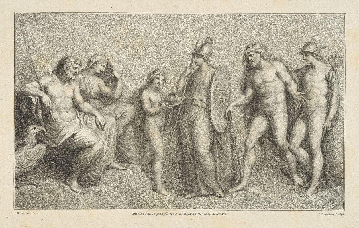Hercules Presented To Jupiter And Juno by Francesco Bartolozzi